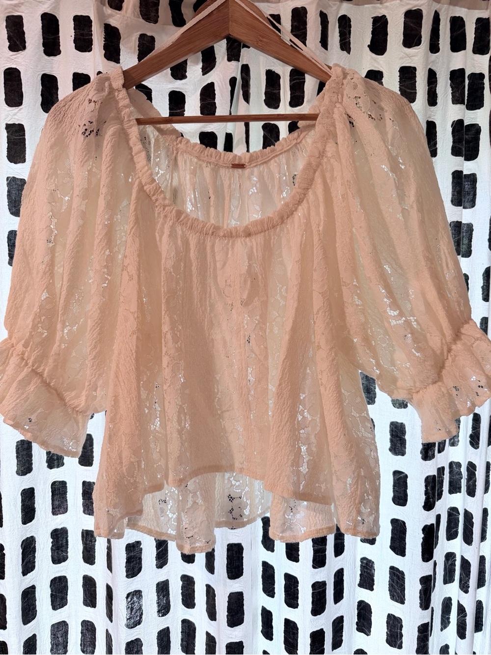 Free People Stacey Puff Sleeve Lace Top